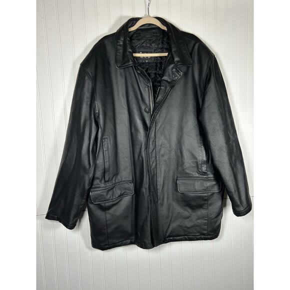 Lee Outerwear genuine, leather men, black jacket, size XL barely used matrix ￼ - Picture 1 of 16